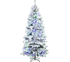 HOMCOM Sapin Et Accessoire^ Sapin De Noël Artificiel Enneige Lumineux Led Multicolore