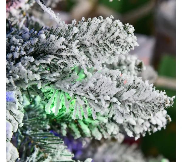 HOMCOM Sapin Et Accessoire^ Sapin De Noël Artificiel Enneige Lumineux Led Multicolore
