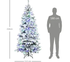 HOMCOM Sapin Et Accessoire^ Sapin De Noël Artificiel Enneige Lumineux Led Multicolore