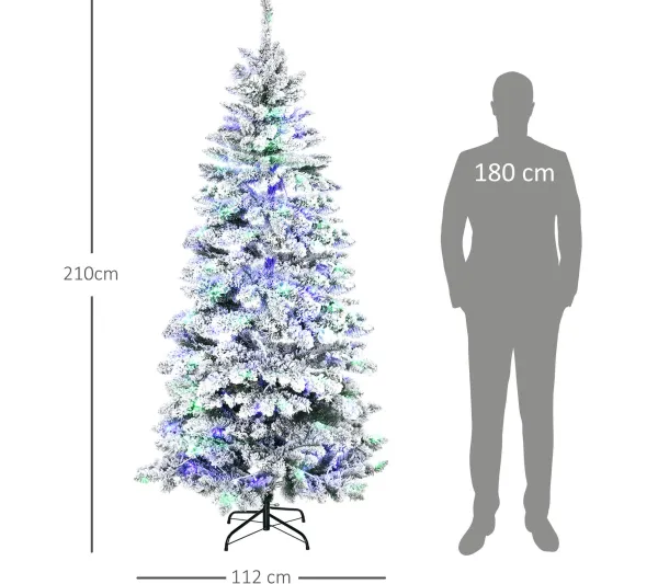 HOMCOM Sapin Et Accessoire^ Sapin De Noël Artificiel Enneige Lumineux Led Multicolore