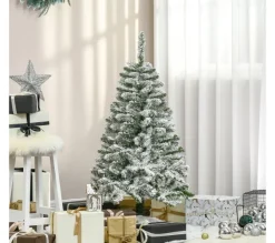 HOMCOM Sapin Et Accessoire^ Sapin De Noël Artificiel Imitation Nordmann Enneige