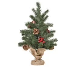 HOMCOM Sapin Et Accessoire^ Sapin De Noël Artificiel De Table Bureau H. 50 Cm Avec Décorations