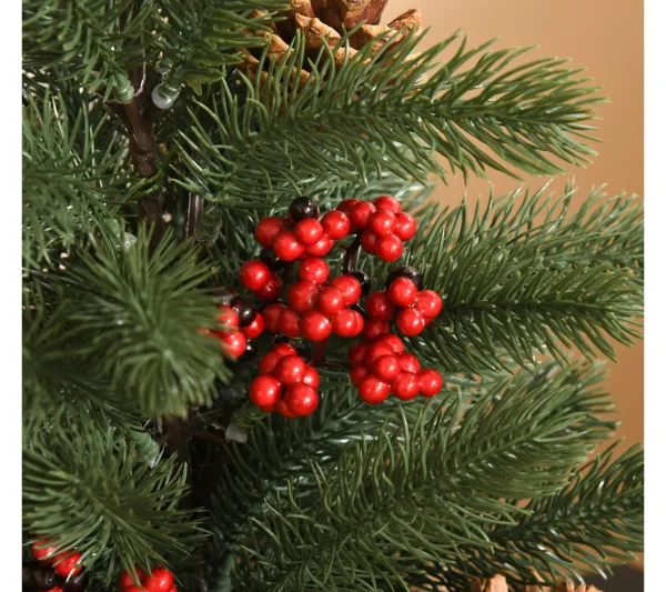 HOMCOM Sapin Et Accessoire^ Sapin De Noël Artificiel De Table Bureau H. 50 Cm Avec Décorations
