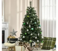 HOMCOM Sapin Et Accessoire^ Sapin De Noël Artificiel Imitation Nordmann H. 150 Cm Vert