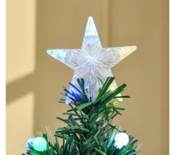 HOMCOM Sapin Et Accessoire^ Sapin De Noël Artificiel Lumineux Led Fibre Optique Multicolore