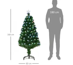 HOMCOM Sapin Et Accessoire^ Sapin De Noël Artificiel Lumineux Led Fibre Optique Multicolore
