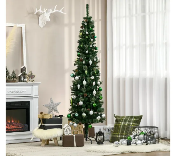 HOMCOM Sapin Et Accessoire^ Sapin De Noël Artificiel 556 Branches 42 Pommes De Pin Inclus