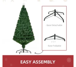 HOMCOM Sapin Et Accessoire^ Sapin De Noël Artificiel Lumineux Vert H. 150 Cm