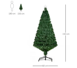 HOMCOM Sapin Et Accessoire^ Sapin De Noël Artificiel Lumineux Vert H. 150 Cm