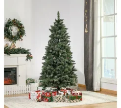 HOMCOM Sapin Et Accessoire^ Sapin De Noël Artificiel Nordmann Aspect Enneige Pommes De Pin