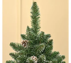 HOMCOM Sapin Et Accessoire^ Sapin De Noël Artificiel Nordmann Aspect Enneige Pommes De Pin