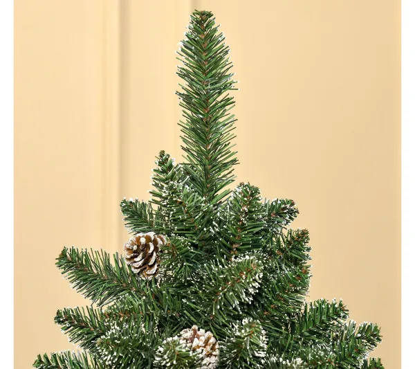 HOMCOM Sapin Et Accessoire^ Sapin De Noël Artificiel Nordmann Aspect Enneige Pommes De Pin