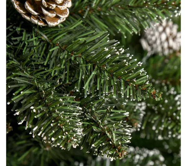 HOMCOM Sapin Et Accessoire^ Sapin De Noël Artificiel Nordmann Aspect Enneige Pommes De Pin
