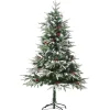 HOMCOM Sapin Et Accessoire^ Sapin De Noël Artificiel Enneige 75 X 150H Cm 451 Branches Pines Imitation Nordmann 56 Houx