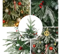 HOMCOM Sapin Et Accessoire^ Sapin De Noël Artificiel Enneige 75 X 150H Cm 451 Branches Pines Imitation Nordmann 56 Houx