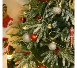 HOMCOM Sapin Et Accessoire^ Sapin De Noël Artificiel Enneige 75 X 150H Cm 451 Branches Pines Imitation Nordmann 56 Houx