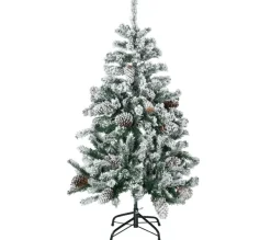 HOMCOM Sapin Et Accessoire^ Sapin De Noël Artificiel Aspect Enneige Pied Support Inclus