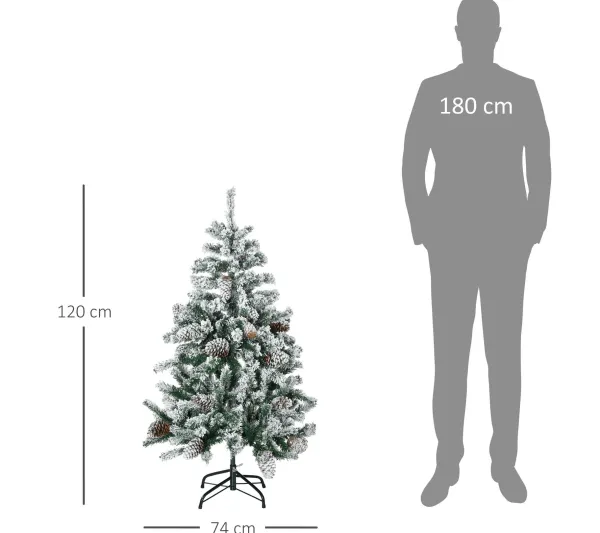 HOMCOM Sapin Et Accessoire^ Sapin De Noël Artificiel Aspect Enneige Pied Support Inclus
