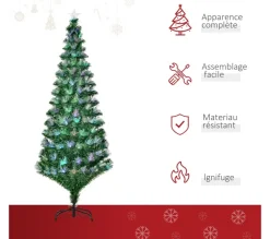 HOMCOM Sapin Et Accessoire^ Sapin De Noël Artificiel Lumineux Vert