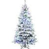 HOMCOM Sapin Et Accessoire^ Sapin De Noël Artificiel Aspect Enneige H. 180 Cm Lumineux Led Multicolore