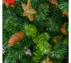 HOMCOM Sapin Et Accessoire^ Sapin De Noël Artificiel Nordmann Aspect Realiste Pommes De Pin