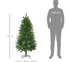 HOMCOM Sapin Et Accessoire^ Sapin De Noël Artificiel Nordmann Aspect Realiste Pommes De Pin
