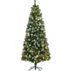 HOMCOM Sapin Et Accessoire^ Sapin De Noël Artificiel Lumineux Led X 250 Blanc Chaud H. 180 Cm Avec Décorations