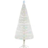 HOMCOM Sapin Et Accessoire^ Sapin De Noël Artificiel Blanc Lumineux 220 Led Couleurs 7 Modes Support Pied Inclus 80 X 180H Cm