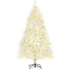 HOMCOM Sapin Et Accessoire^ Sapin De Noël Artificiel Lumineux Blanc Dim. H. 180 Cm