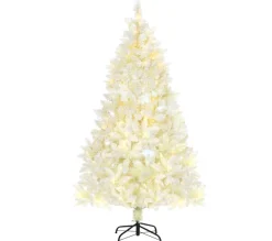 HOMCOM Sapin Et Accessoire^ Sapin De Noël Artificiel Lumineux Blanc Dim. H. 180 Cm