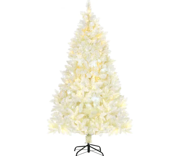 HOMCOM Sapin Et Accessoire^ Sapin De Noël Artificiel Lumineux Blanc Dim. H. 180 Cm