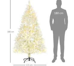 HOMCOM Sapin Et Accessoire^ Sapin De Noël Artificiel Lumineux Blanc Dim. H. 180 Cm
