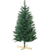 HOMCOM Sapin Et Accessoire^ Sapin De Noël Artificiel Imitation Nordmann H.120 Cm Pied Bois Vert