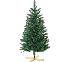 HOMCOM Sapin Et Accessoire^ Sapin De Noël Artificiel Imitation Nordmann H.120 Cm Pied Bois Vert