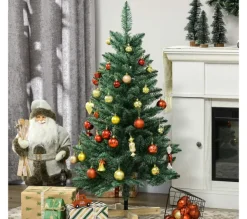 HOMCOM Sapin Et Accessoire^ Sapin De Noël Artificiel Imitation Nordmann H.120 Cm Pied Bois Vert