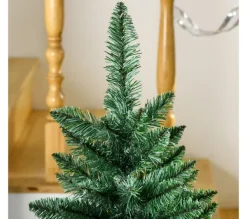 HOMCOM Sapin Et Accessoire^ Sapin De Noël Artificiel Imitation Nordmann H.120 Cm Pied Bois Vert