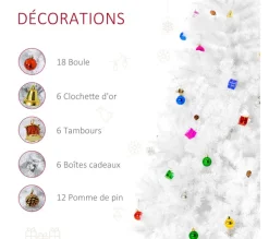 HOMCOM Sapin Et Accessoire^ Sapin De Noël Artificiel Décore 180H Cm
