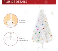HOMCOM Sapin Et Accessoire^ Sapin De Noël Artificiel Décore 180H Cm