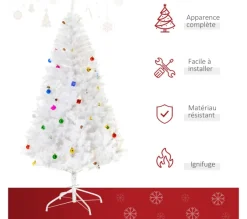 HOMCOM Sapin Et Accessoire^ Sapin De Noël Artificiel Décore 180H Cm