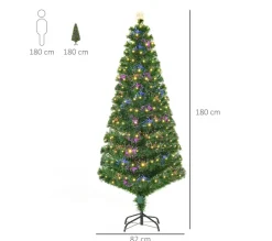 HOMCOM Sapin Et Accessoire^ Sapin De Noël Artificiel Lumineux Fibre Optique Led Vert
