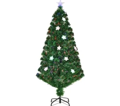 HOMCOM Sapin Et Accessoire^ Sapin De Noël Artificiel Lumineux Fibre Optique Led Multicolore
