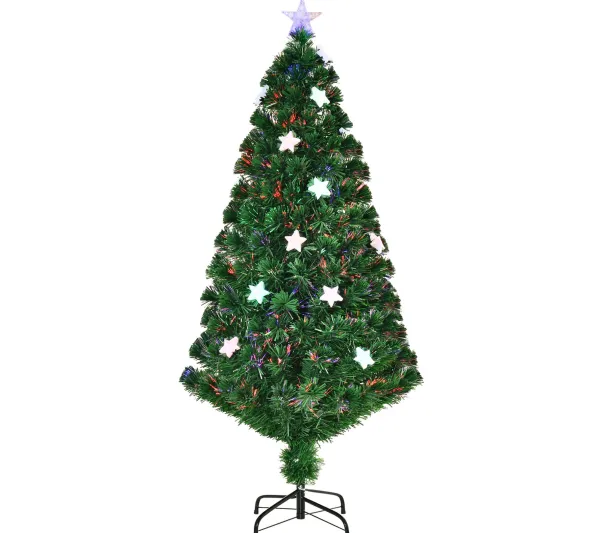 HOMCOM Sapin Et Accessoire^ Sapin De Noël Artificiel Lumineux Fibre Optique Led Multicolore