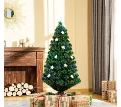 HOMCOM Sapin Et Accessoire^ Sapin De Noël Artificiel Lumineux Fibre Optique Led Multicolore