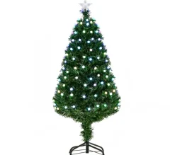 HOMCOM Sapin Et Accessoire^ Sapin De Noël Artificiel Lumineux Led Fibre Optique Multicolore