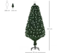 HOMCOM Sapin Et Accessoire^ Sapin De Noël Artificiel Lumineux Led Fibre Optique Multicolore