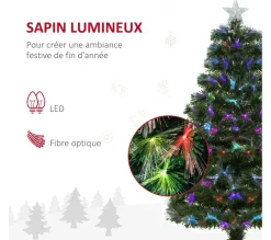 HOMCOM Sapin Et Accessoire^ Sapin De Noël Artificiel Lumineux Vert