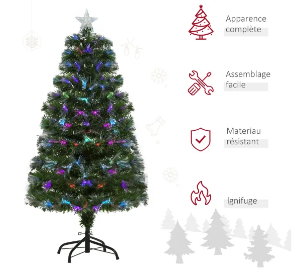 HOMCOM Sapin Et Accessoire^ Sapin De Noël Artificiel Lumineux Vert