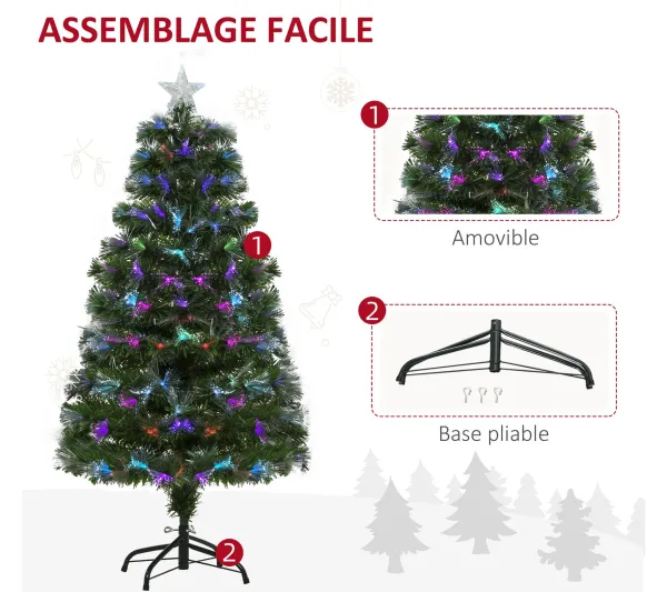 HOMCOM Sapin Et Accessoire^ Sapin De Noël Artificiel Lumineux Vert