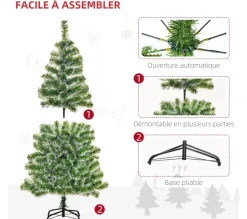 HOMCOM Sapin Et Accessoire^ Sapin De Noël Artificiel Imitation Nordmann Aspect Enneige