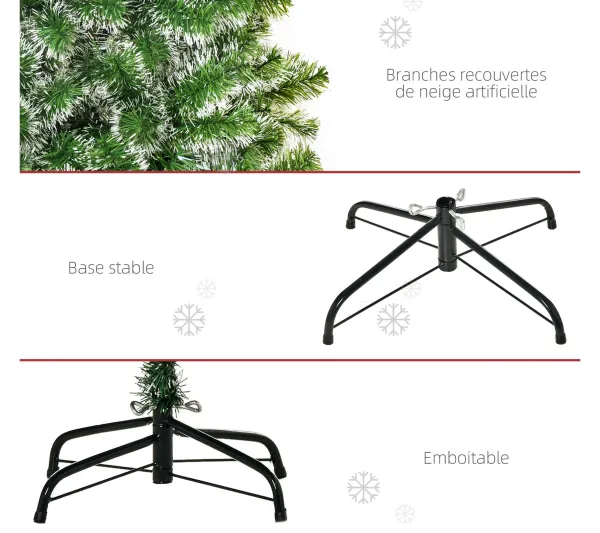 HOMCOM Sapin Et Accessoire^ Sapin De Noël Artificiel Imitation Nordmann Aspect Enneige